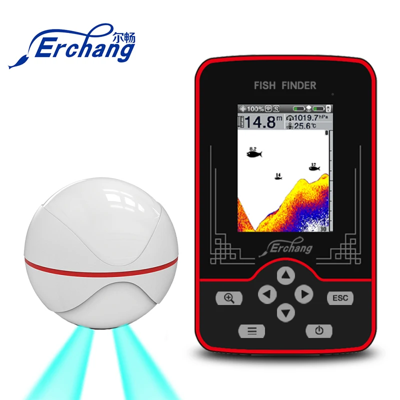 Erchang Wireless Fish Finder Rechargeable Sensor 60M Water Depth Echo Sounder Fishing Portable FishFinder
