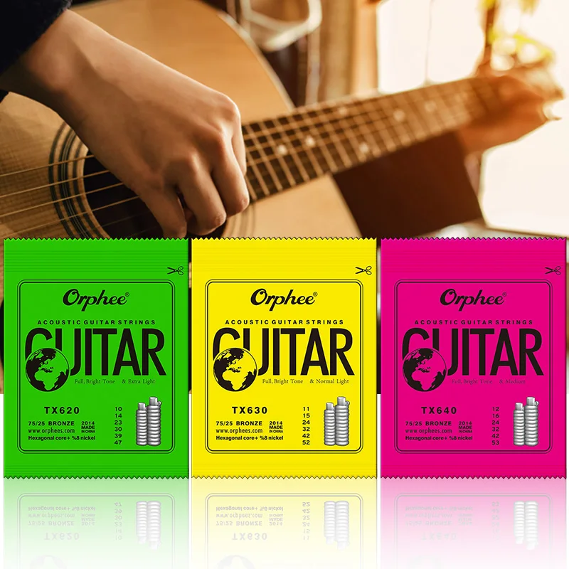 Acoustic Folk 6-String Guitar String TX620 TX630 TX640 Phosphor Bronze Medium Tension Guitarra Orphee Strings Accessories String