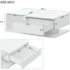 Coffee Table with Tempered Glass, High-Gloss UV Surface, 2-Tier Rectangle Center Tables for Living Room, Modern Coffee Table 2