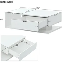 Coffee Table with Tempered Glass, High-Gloss UV Surface, 2-Tier Rectangle Center Tables for Living Room, Modern Coffee Table 2