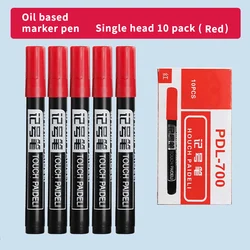 Pack of 10 Waterproof Oil - Based Black Marker Pens - Non - Fading, Non - Erasable with Large Tips and Express Delivery (10 Red)
