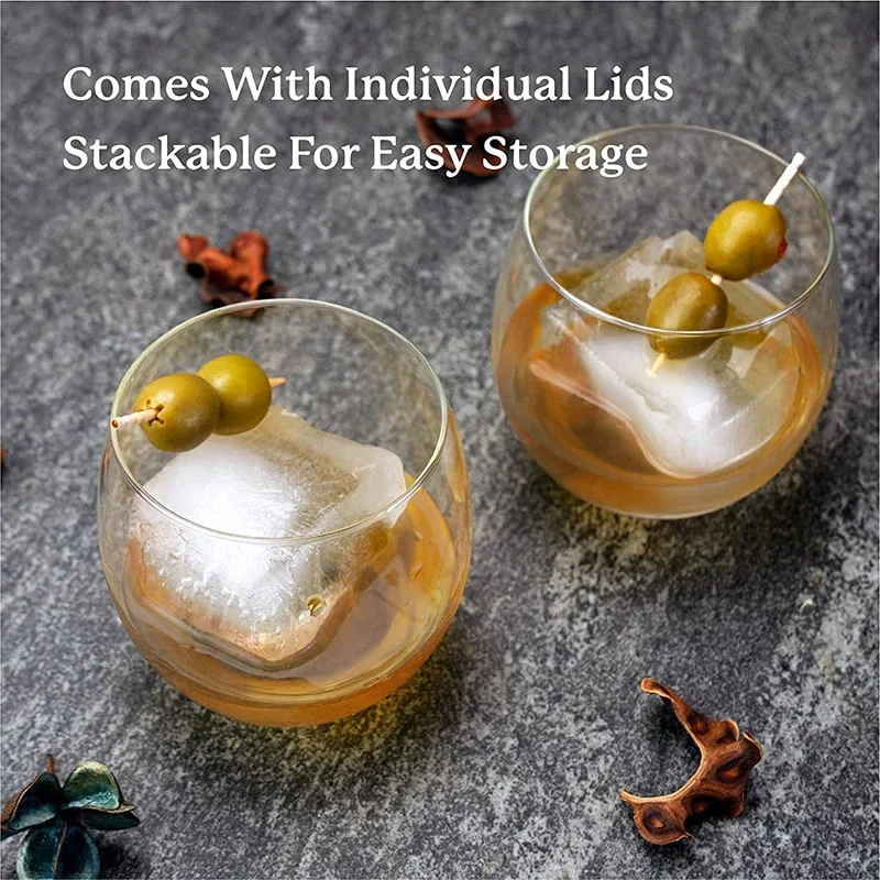 ice cube mold LMETJMA Large Ice Cube Trays with Lids Silicone Ice Cube Square Molds BPA Free Molds for Whiskey Cocktails JT09