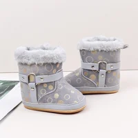 Baby Winter Boots Dot Print Thick Warm Soft Sole Anti-Skid Fuzzy Shoes for Infant Boys Girls 2