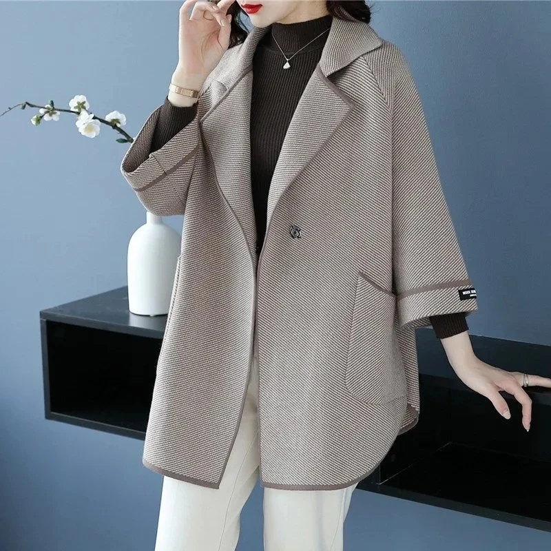 

Women Winter Jacket High Quality Thick Cashmere Woolen Coat Noble Middle-aged Mother Knit Cardigan Sweater Jacket Loose 5XL 6XL