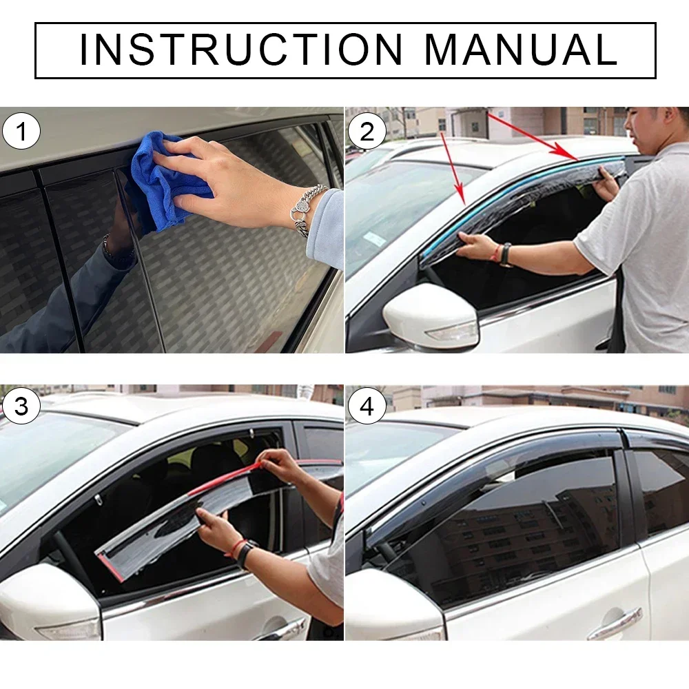 PSLER Window Deflectors With Side Window Visor Of 4pcs For