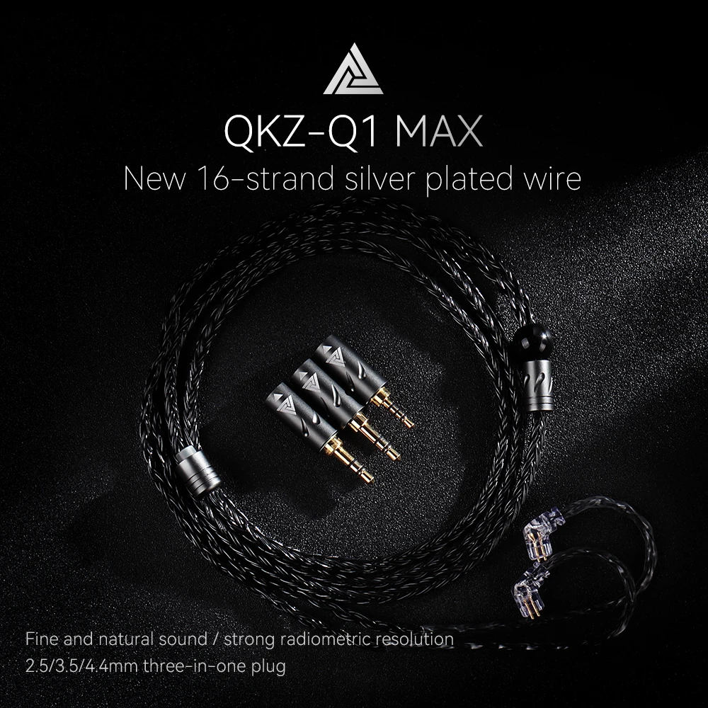 QKZ-auriculares Q1 MAX con soporte de 16 núcleos, Cable de actualización 3 en 1 Chapado en plata MMCX QDC KZ C Pin para QKZ HBB ZXT AS16 PRO ZSN PRO X