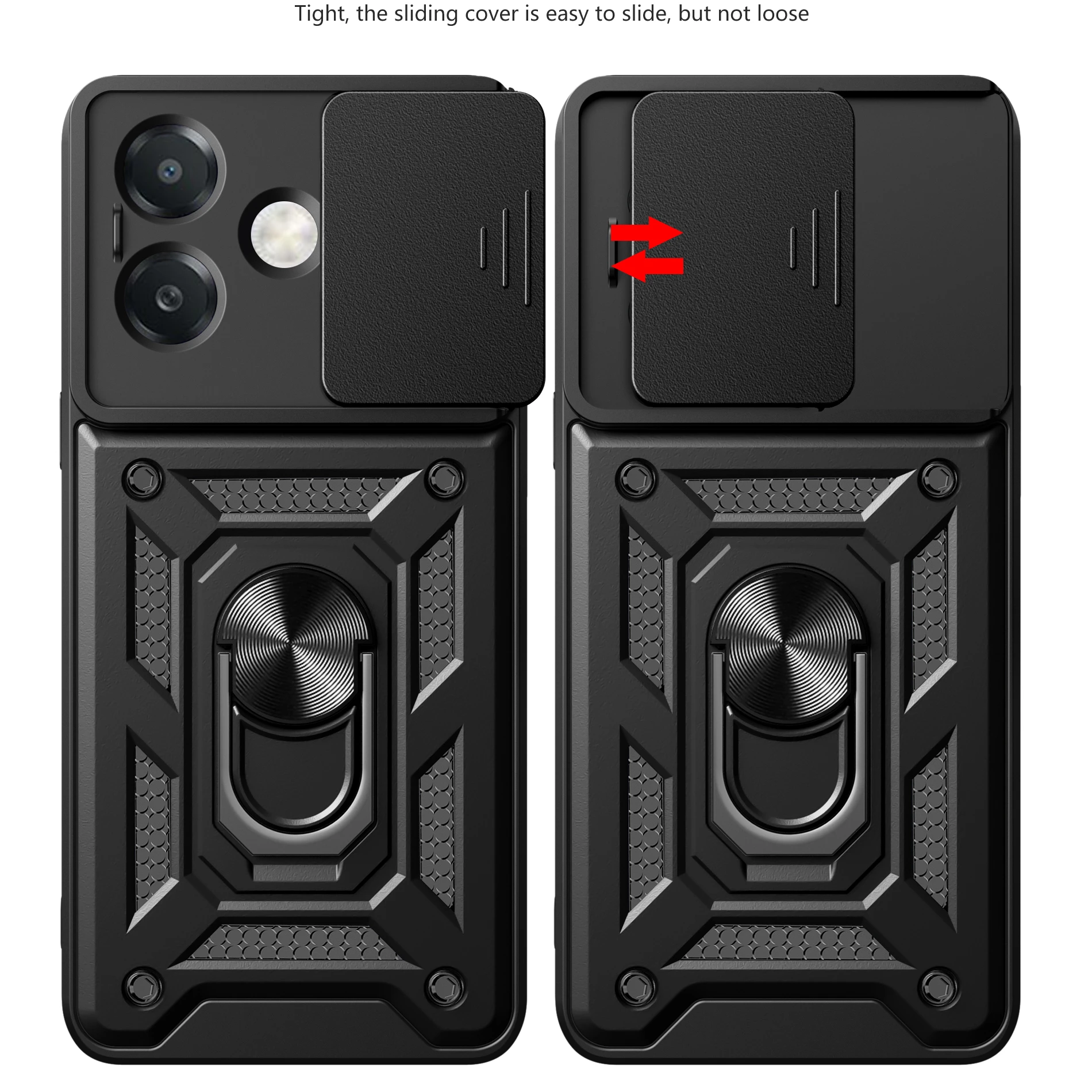 Kickstand Armor Case with Lens Protection and Magnetic Holder - Durable Cover with Kickstand and Lens Protection