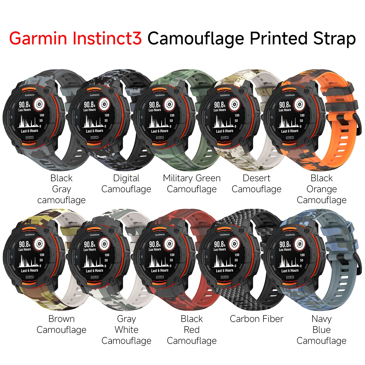 Eco-Friendly Camouflage Printed Silicone Watch Strap (22/26mm)