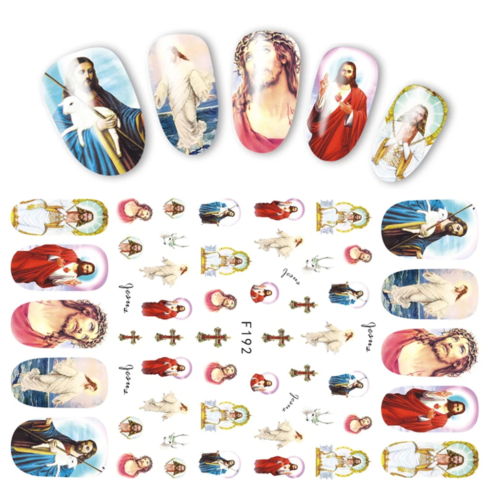 TSC-051 MG180606-14 Angel Jesus Cross Rose Money 3D Back glue Nail decal Nail sticker decoration art ornament