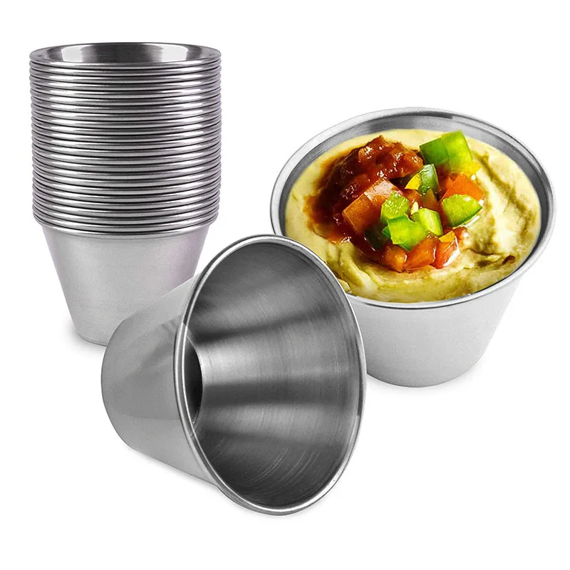 1pcs Stainless Steel Sauce Cups Reusable Appetizer Dipping Bowl Plates Sauce  Container Dipping Cups For Barbecue Bar Restaurant - AliExpress