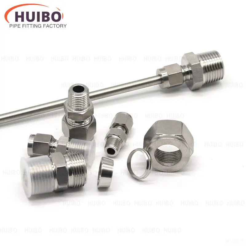 1pcs SS 304 Stainless Steel Pipe Fitting Double Ferrule Ring Compression Connector 6mm~25mm Tube to 1/8