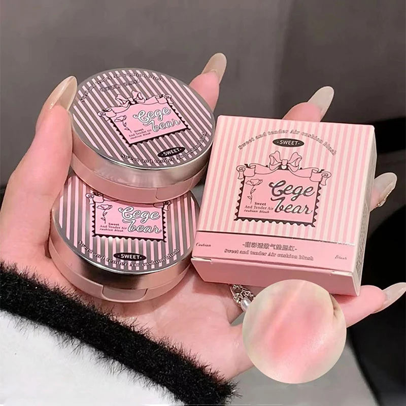 Cute Liquid Blusher Air Cushion Nude Natural Face Brighten Apricot Peach Tint Blush Shading Rouge Rubor Korean Makeup Cosmetics 6