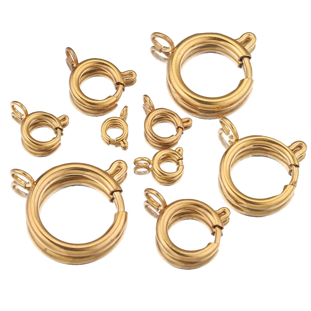 10pcs Stainless Steel Gold Round Lobster Clasp Open Jump Ring Connector Parts Locks for Jewelry Creation Making Accessories Diy