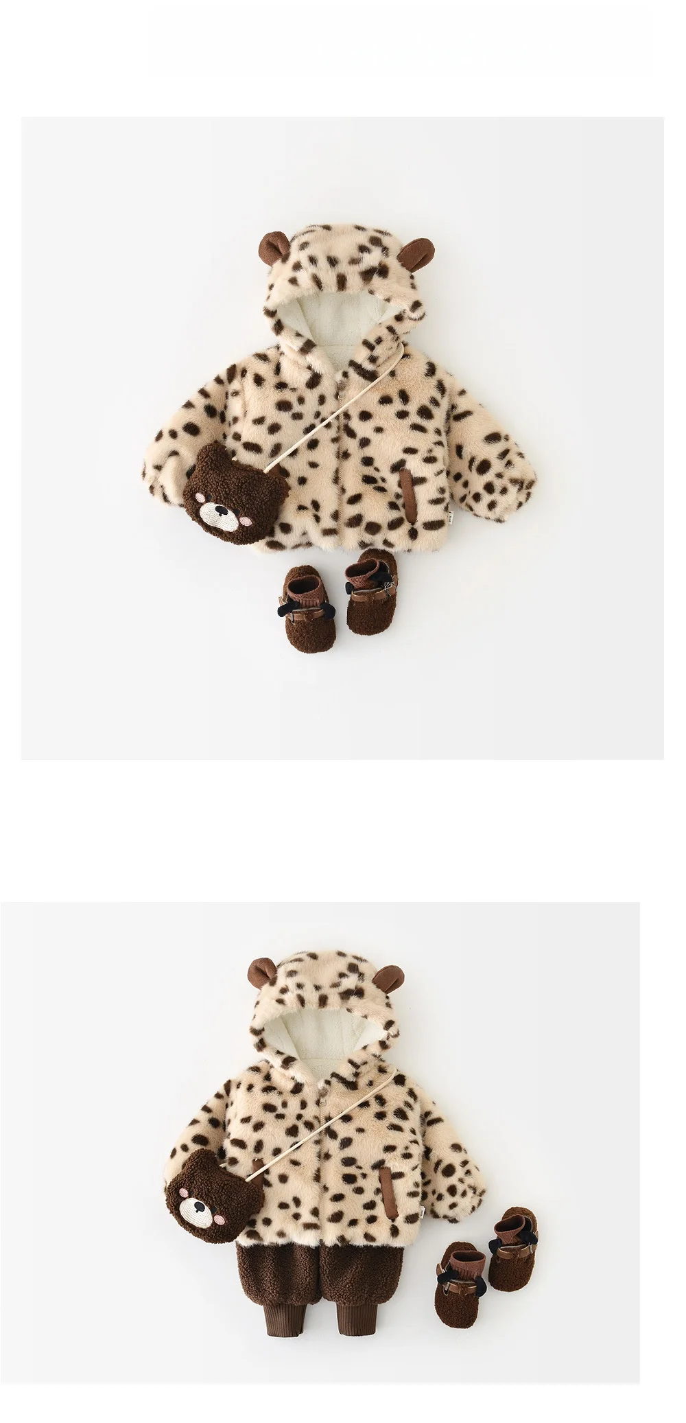 Winter Baby Mädchen Kleidung Leopardenmuster Kapuzenmantel Warme Fleece Gefütterte Jacke für 6M-3Y Kinder – Detail 2