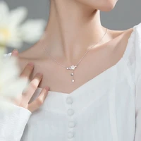 Collier romantique en cristal brillant pour femme, fleur papillon, perle de clavicule, bijoux de fête JOGirl, Zcomprend 4