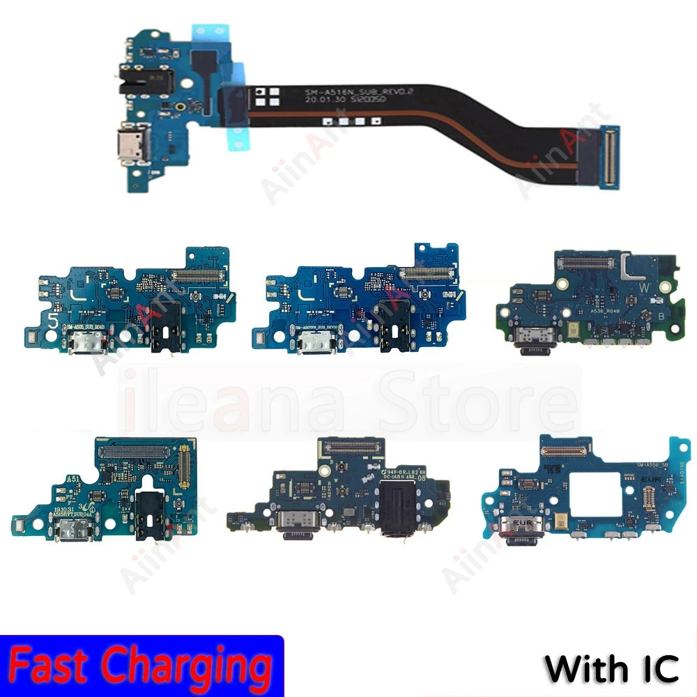 

100% Tested Quick Charging Dock Port Connector Board Flex Cable For Samsung Galaxy A50 A50S A51 A52 A52s A53 A54 A55 Spare Parts