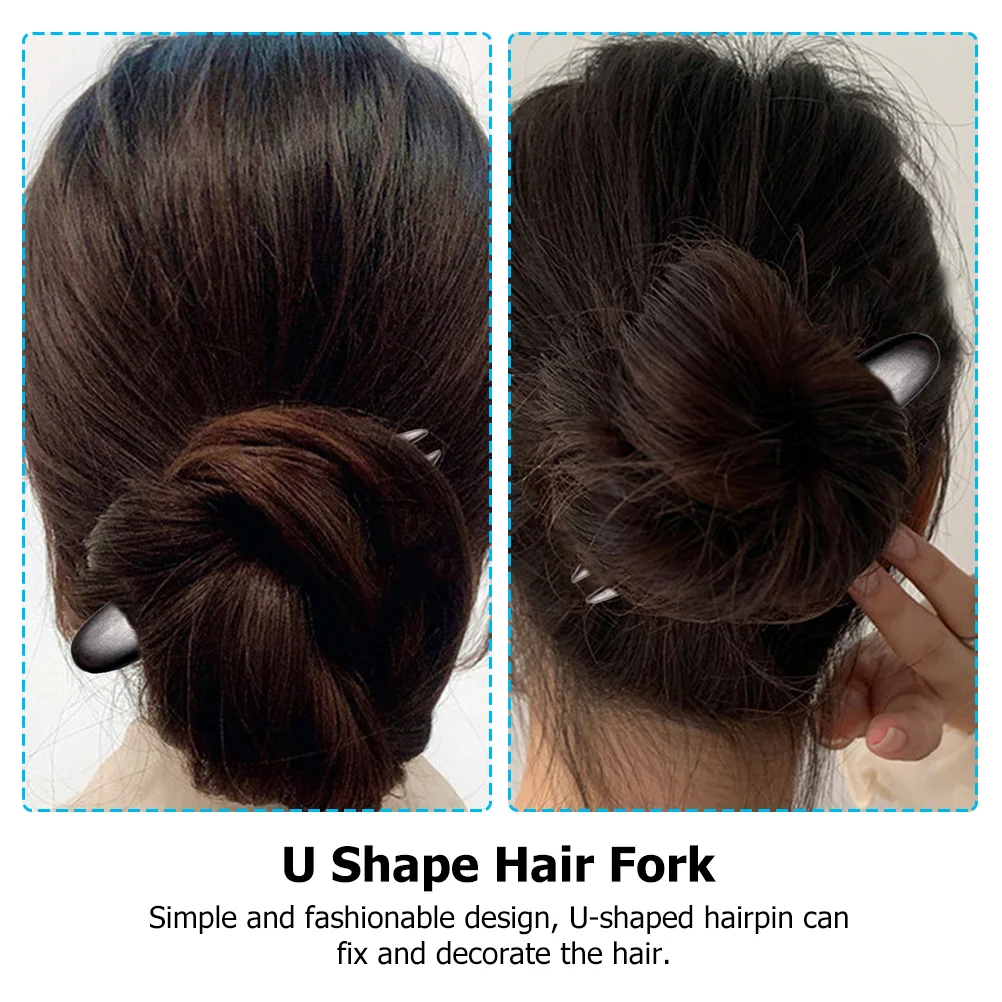 Hairpin Gift for Women Wood Sticks Black Lady Headdress Sandalwood U Shape Simple Fork 2