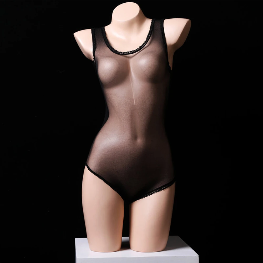 

Gay Sexy Bodysuit Sissy Transparent Mesh Underwear See Through Shiny Glossy Leotard Jumpsuit Bodystocking Erotic Lingerie
