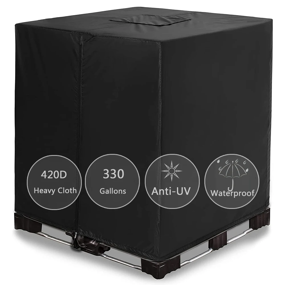 IBC Tote cover 330 gallon zipper 210D&420D heavy sunscreen material 1000L outdoor garden water tank protection cover ibc tank cover