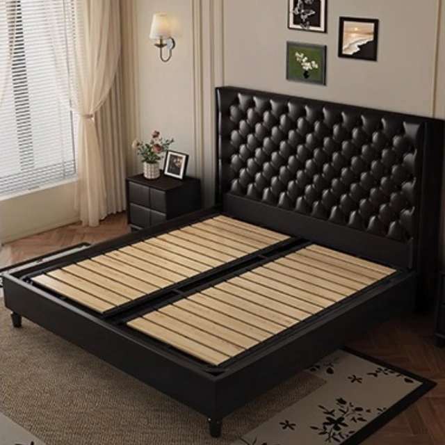 180x200cm black Headboard Double bed king size modern wooden bed frame full size Artificial Leather luxury bedroom Furniture 5 180x200cm black Headboard Double bed king size modern wooden bed frame full size Artificial Leather luxury bedroom Furniture 5