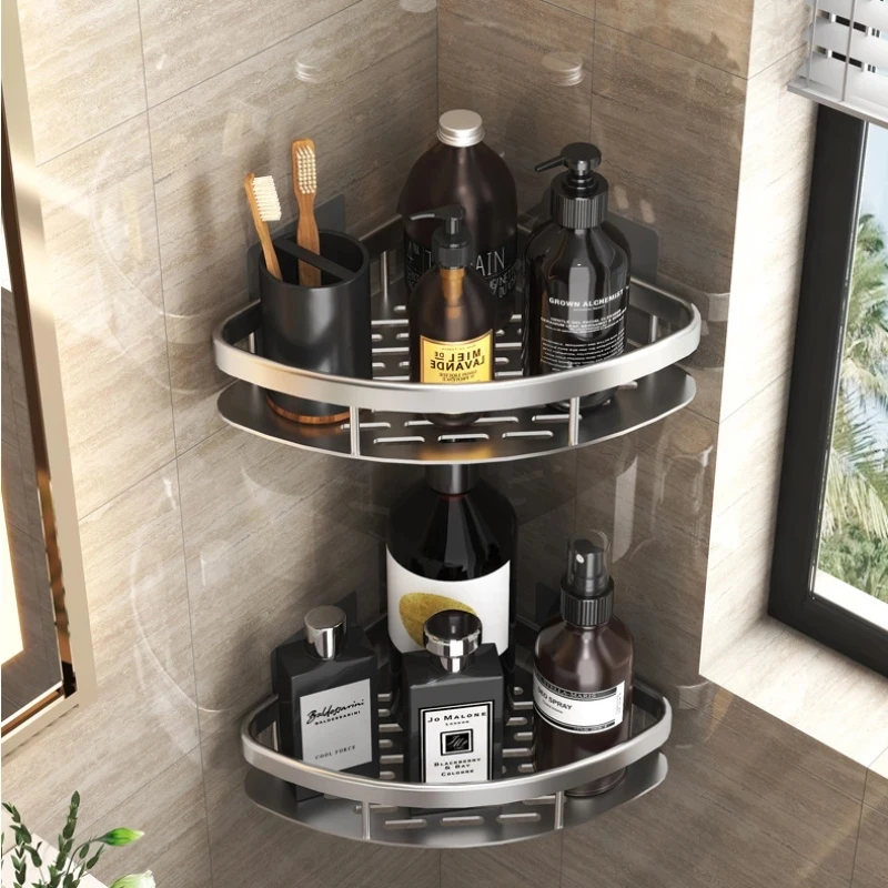 Corner Shower Caddy, Wall Mounted Bathroom Shelf with Adhesive, Metal  Storage Organizer for Toilet, Dorm and Kitchen (Black) - AliExpress