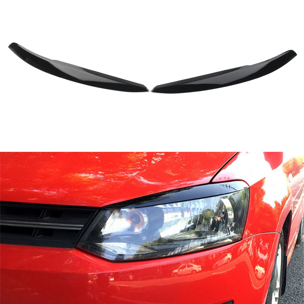 Glänzend Schwarz Auto Scheinwerfer Lampe Augenbrauen Augenlid Trim Abdeckung Für Vw Polo Mk5 6R 6C 2010 2011 2012 2013 2014 2015 2016 2017 2St