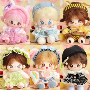 20cm Kawaii Plush Cotton Doll Idol Stuffed Super Star Anime Dolls No Attribute Dress Up Cotton Doll Can Change Clothes Kids Gift 1