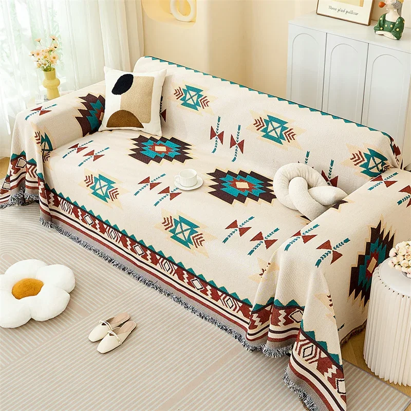 1PC Bohemian Style Sofa Throw Blanket for Living Room Anti-slip All Seasons Sofa Towel Slipcovers Camping Picnic Blanket Travel 6