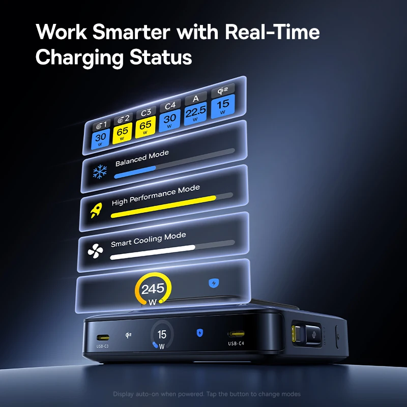 Baseus 245W Desktop Charger Tablet Fast Charger Qi2 Wireless Charger Retractable Cable USB C Phone Charger For iPhone 17 Samsung