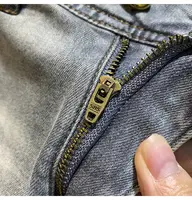 Short en jean droit rétro d'été pour homme, brodé, gris délavé, décontracté, style cowboy, jorts, short en jean pour homme 4