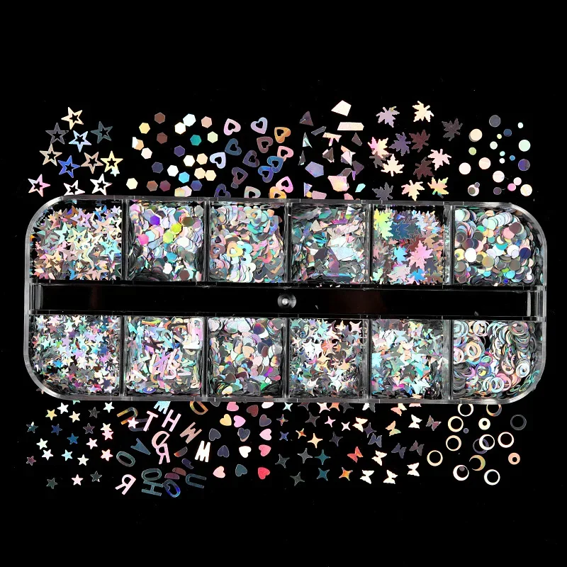 Nail Laser Glitter Sequins Autumn Maple Leaf Butterfly Ultra-Thin Heart Candy Color Dots Flake Nail Art Decoration - 6