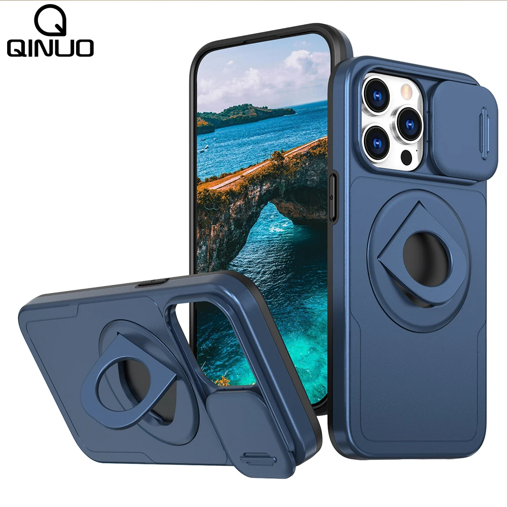 Premium Magnetic Slide Camera Protection Case with Magsafe Ring Stand Cover