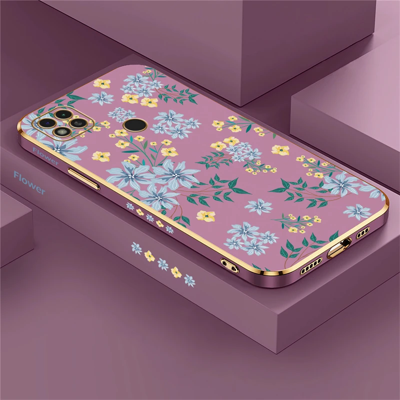Elegant Shockproof Floral Silicone Phone Case Coque with Plating Design
