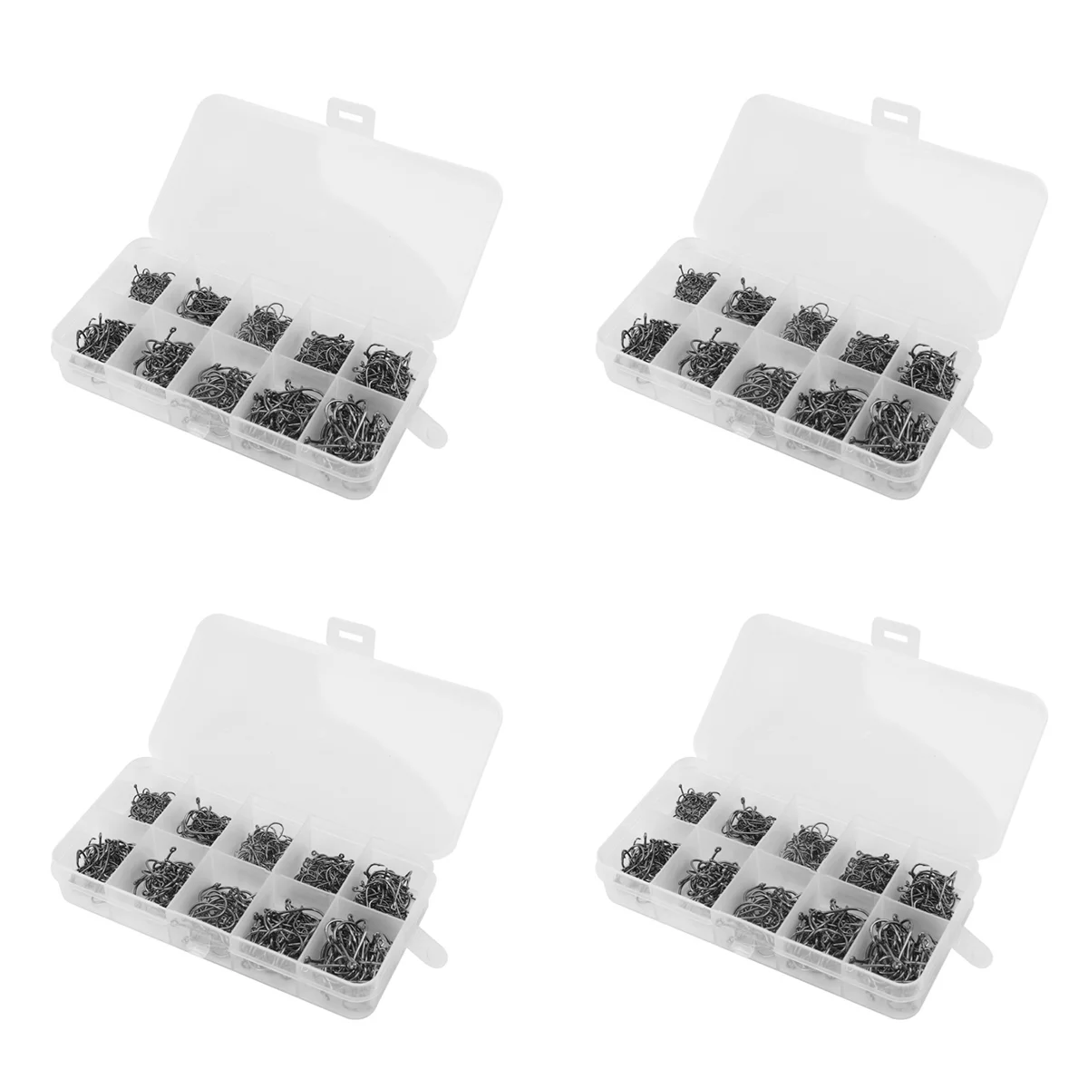 BAAU 2000Pcs Mixed Size 3-12 High Carbon Steel Carp Fishing Hooks Pack with Hole with Retail Box Jigging Bait