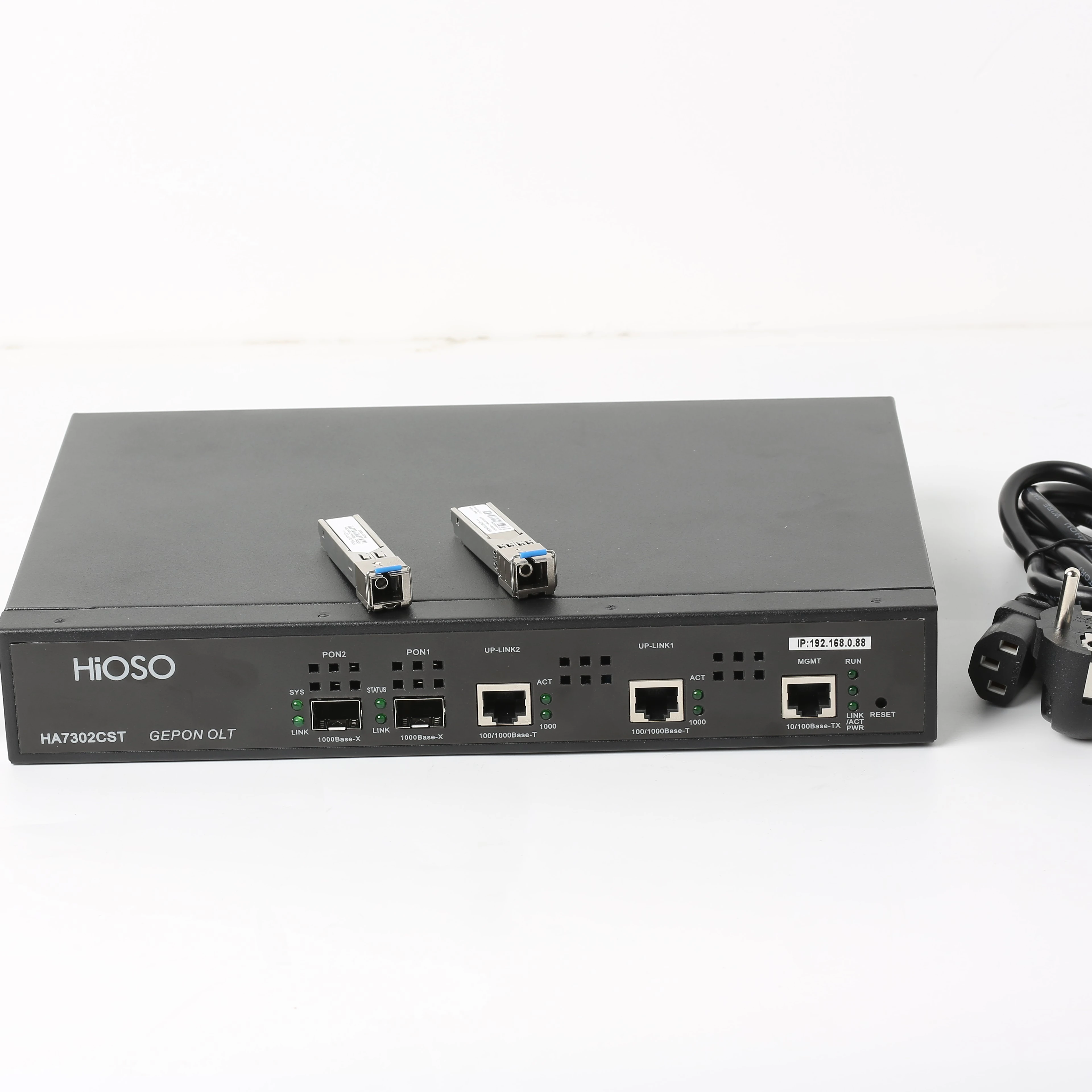 

olt hioso gepon olt support fttx onu ftth olt 2port including 2sfp px20+++ pon modules web snmp cli