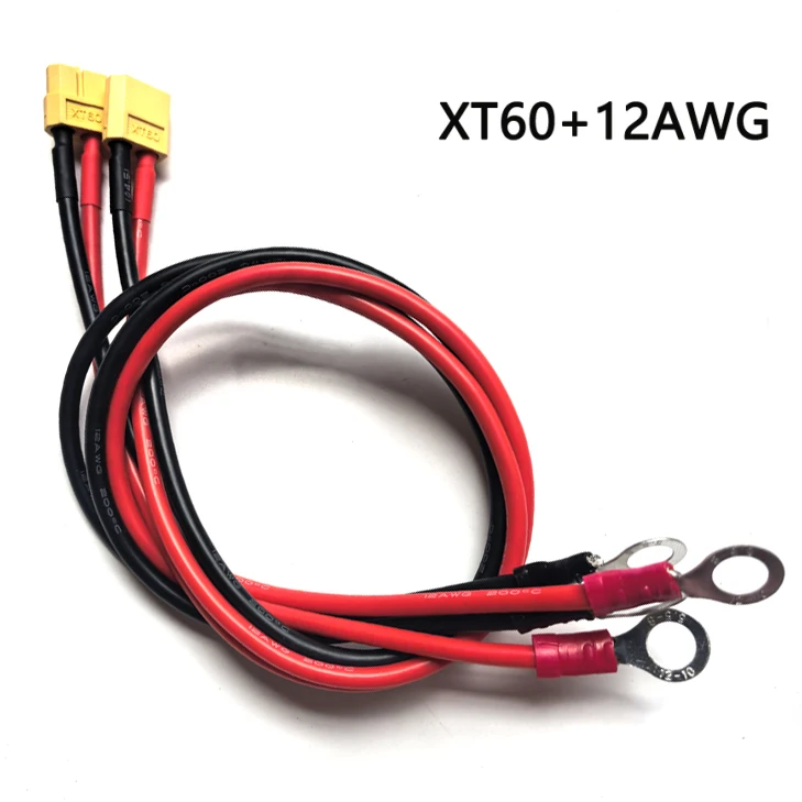 Cavo Di Estensione XT60 Maschio A Terminale Ad Occhiello (8mm) - 1 Metro, 12AWG In Silicone - Per Batterie RC Lipo, FPV, Droni E Avviamento Auto