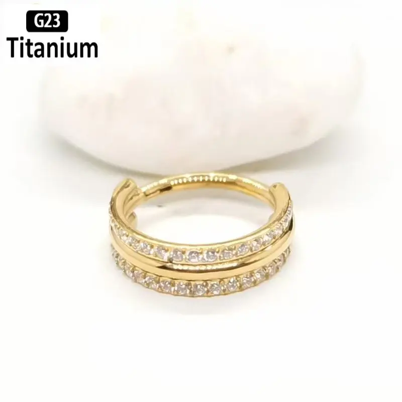 G23 Titan Piercing Double Layered Triple Stack Scharnier CZ Nasenring Helix Knorpel CZ Kleine Knorpel Septum Clicker Ohrringe – Detail 15