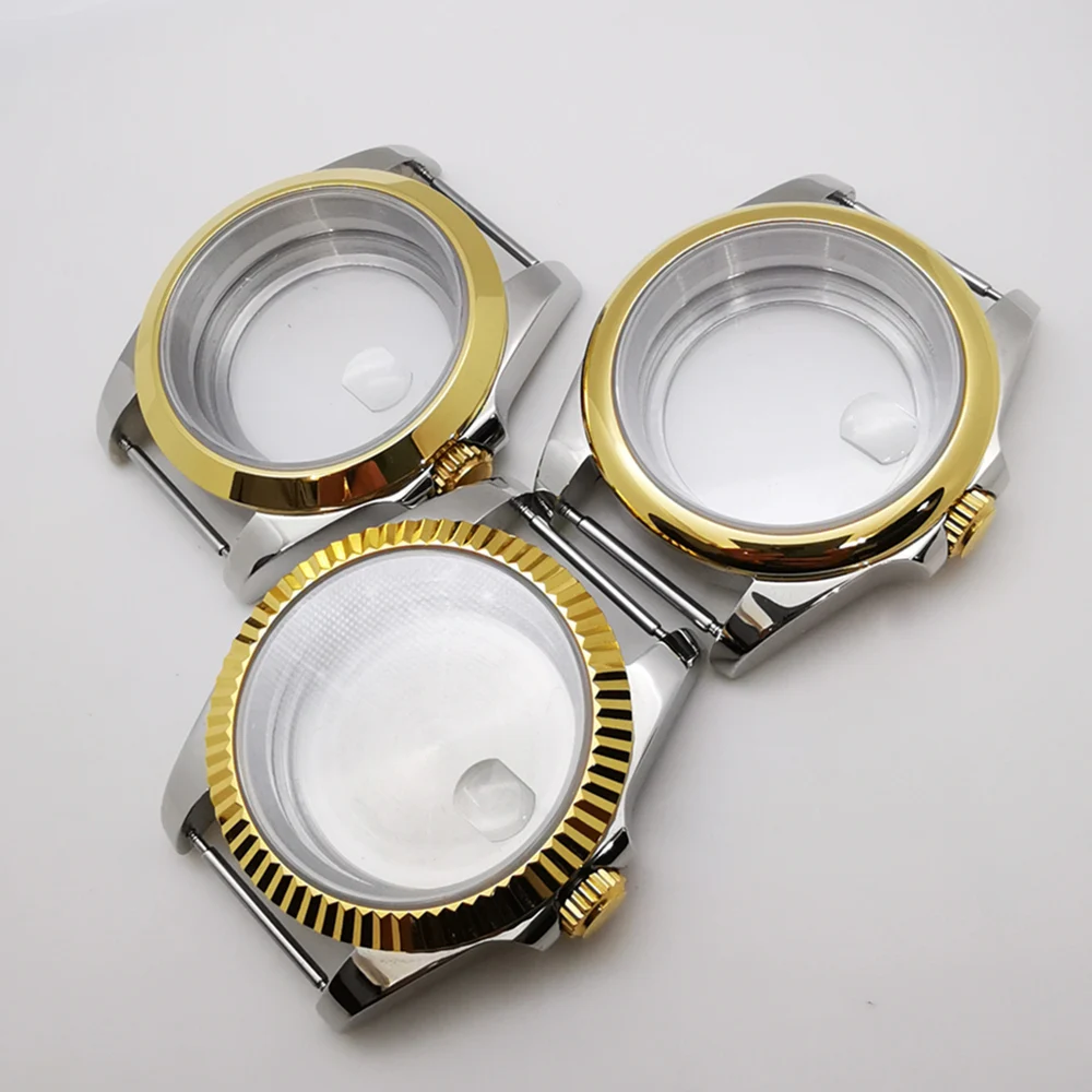 

39 мм полированное серебристое золото Φ сапфировое стекло подходит для движения NH35 NH34 NH36 ETA2824 PT5000