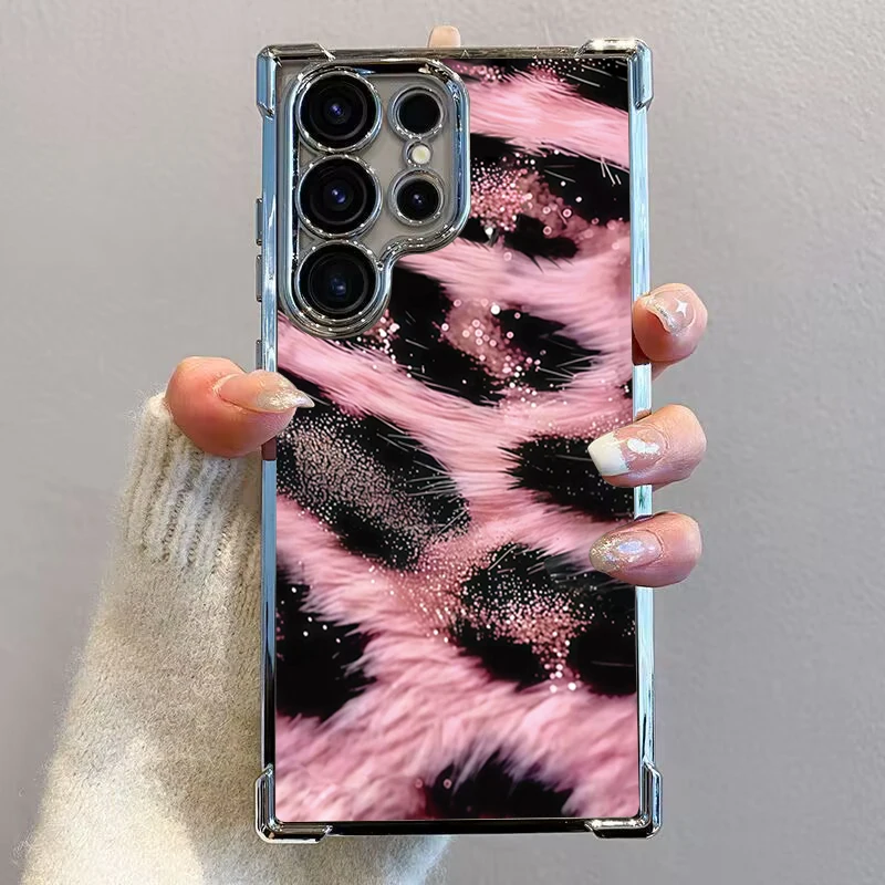 Pink Leopard Print Transparent Phone Case Cover