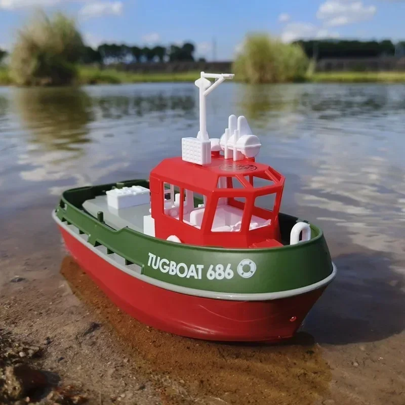 Remote Control Boat Toy 1:72 Simulation Red Fire Boat 2.4g Splicing Model Decoration Water Tug Rc Boat Children's Birthday Gift 5