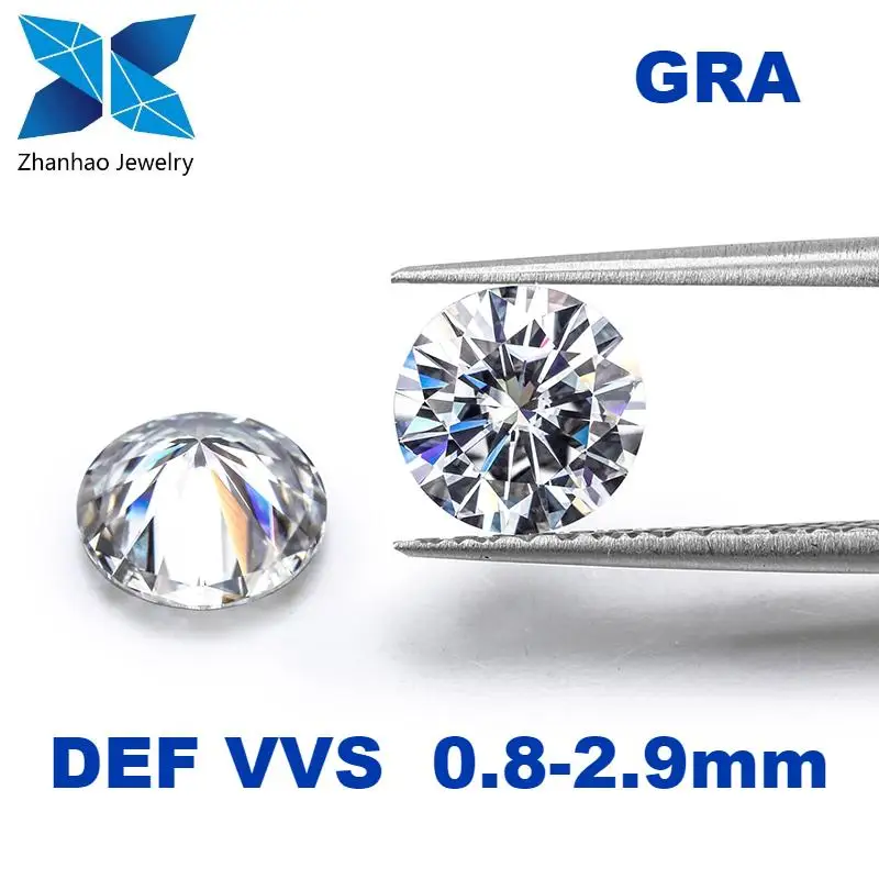 

Moissanite Diamond Loose Gemstone 0.8-2.9mm Round Shape D Color VVS Factory Wholesale Price Per Carat Melee Stones