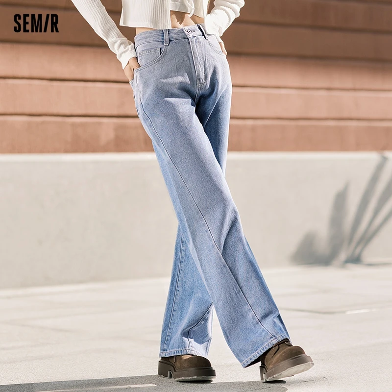 Semir 여성용 5 부 스타 청바지, 용수철 슬림 와이드 팬츠, 아메리칸 레트로 팬츠, 2024 신상