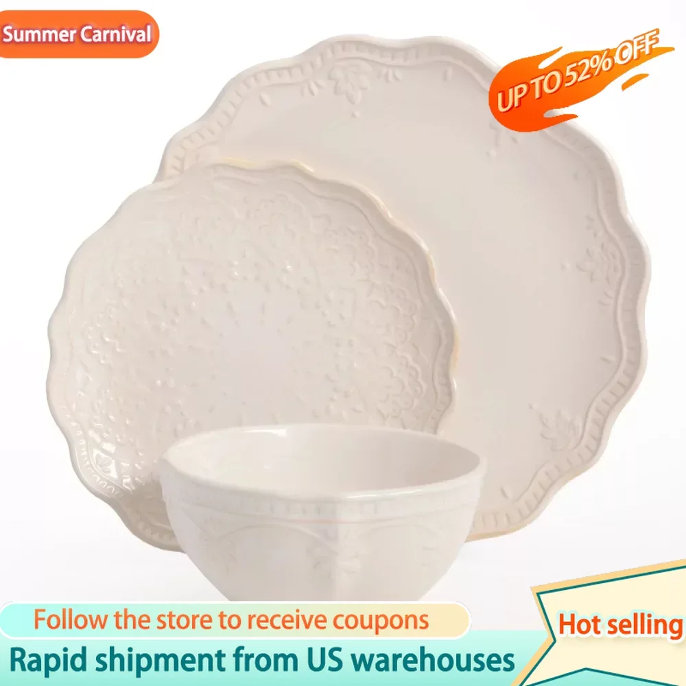 

Обеденный набор, фарфоровые блюда, полный набор, блюдо для еды, полная посуда, тарелки, Красивая Искусственная керамическая кухня