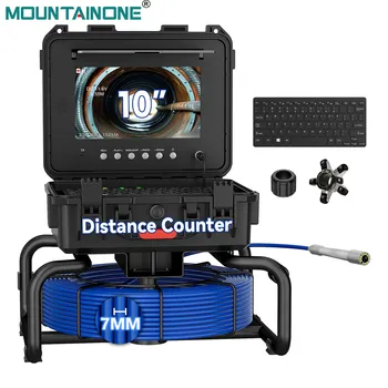 Sewer Pipe Inspection Camera With Keyboard Meter Counter,10" IPS Screen 7mm 512hz Self-Leveling AHD1080P Sewer Drain Borescope 1