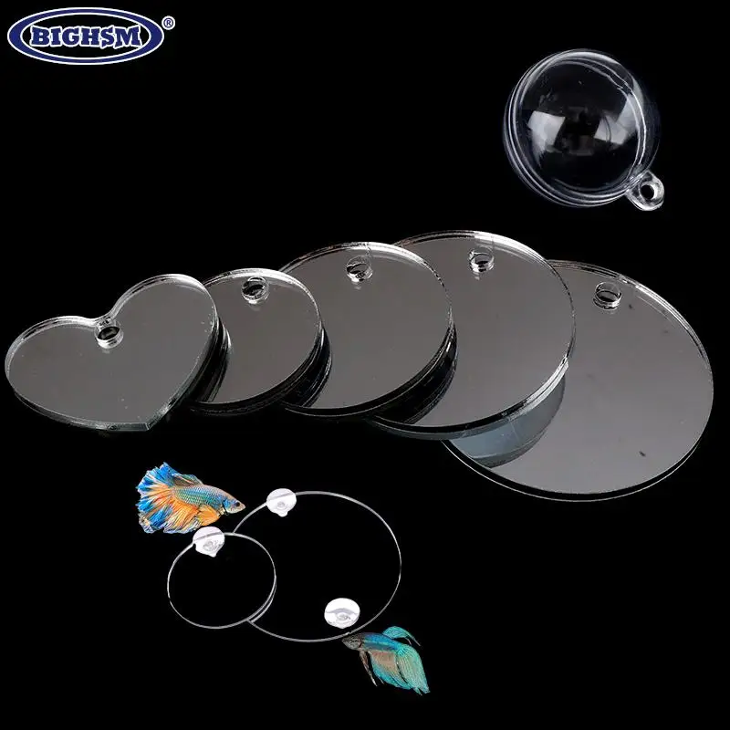 Acquario Acrilico Betta Mirror Fish Tank Round Divertente Training Mirror Fish Bowl Ornamenti Architettonici Per Tank Playing Accessories