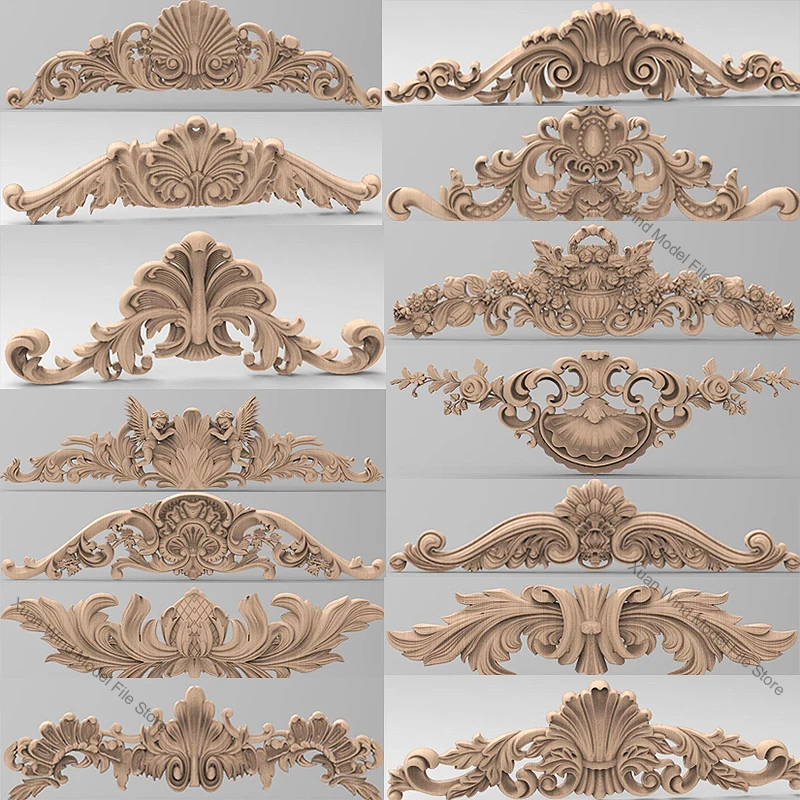 35pcs Carved Corner Appliques Wood Carving File STL Model for CNC Router Artcam Aspire European Home Decoration Carving Woodwork