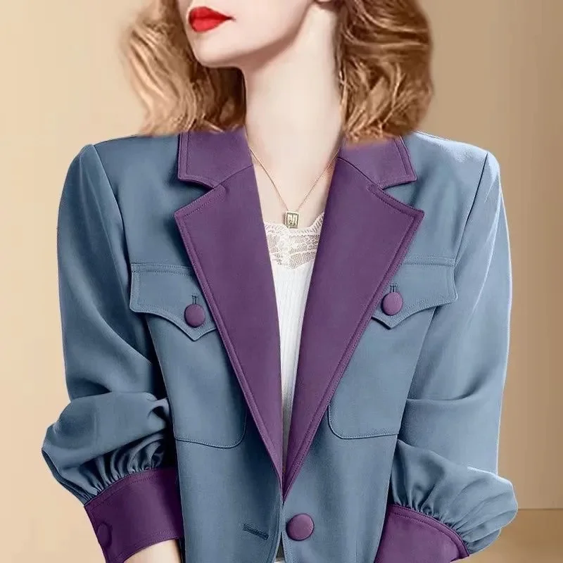 Elegant and Fashionable Color Blocking Shirt New 2024 Spring New Loose Design Sense Niche Women's top to Wear With Outerwear S88