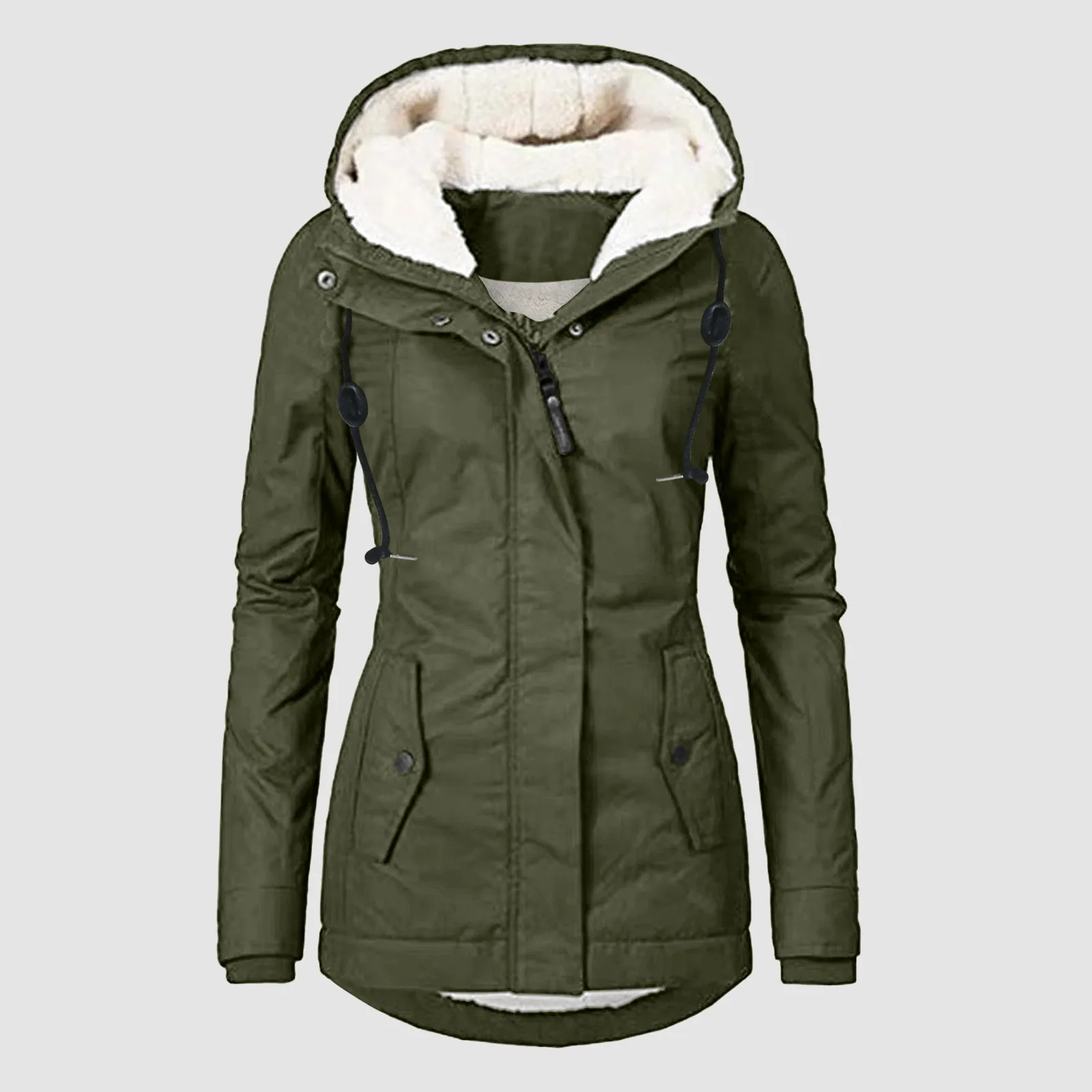 

Oversized Winter Overcoat Women Jacket Thick Outwear Plush Lined Hooded Coat Warm Trench Down Jackets Female Cotton Clothes