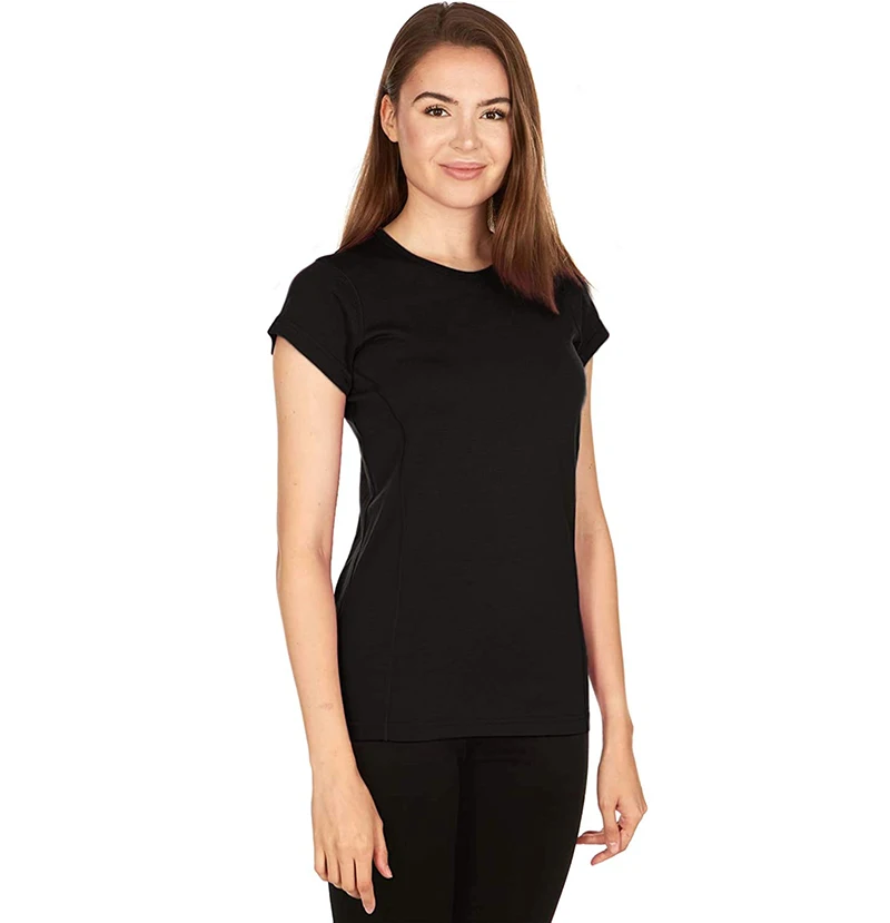 100% Merino Wool T-Shirt Womens Lightweight Short Sleeve Crew Shirts Merino Wool Base Layer Women Undershirt No Itch Breathable 2