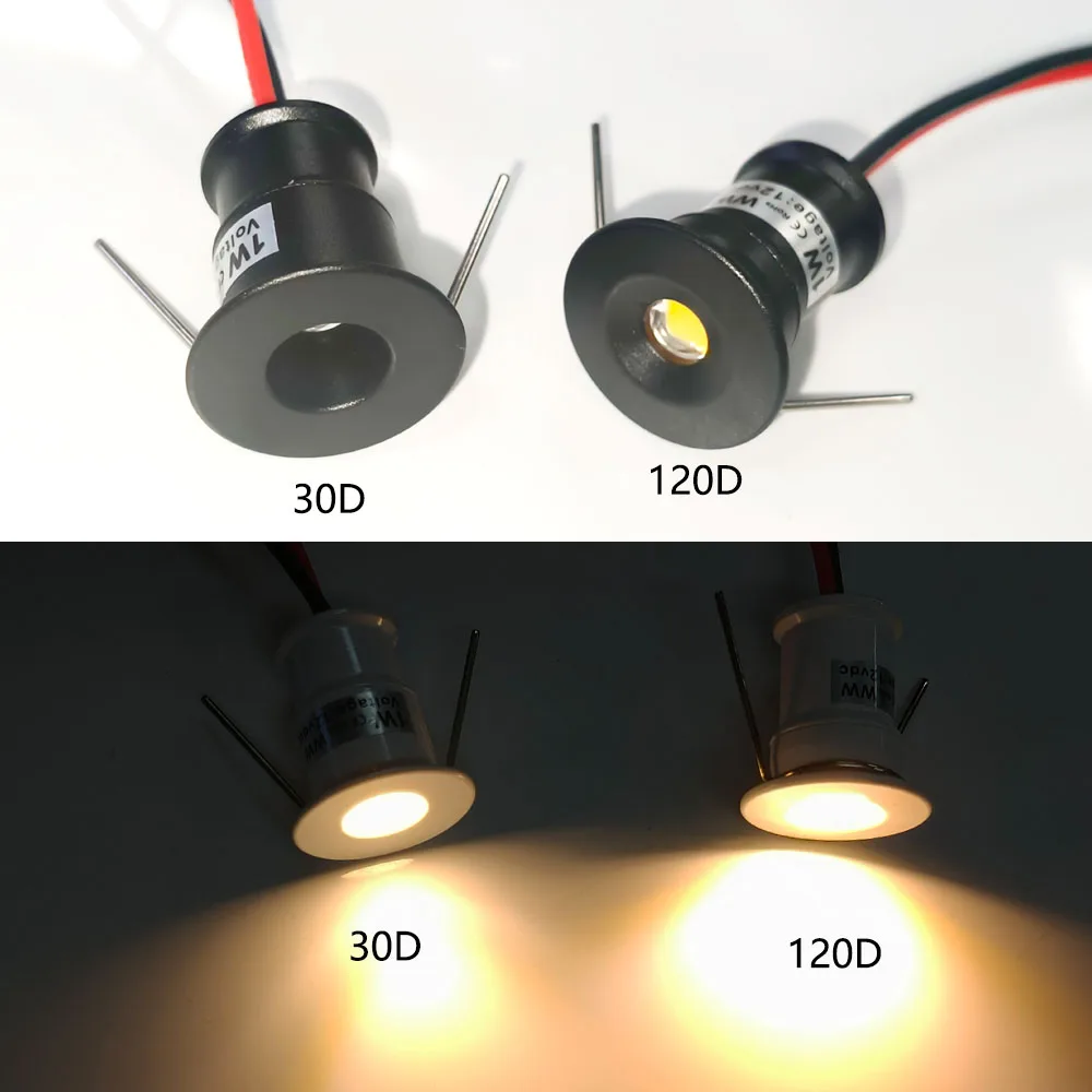 LED Spotlight Mini LED Spotlight Recessed Downlight Dimmable Ceiling Lamp Showcase Display Lighting 1W DC12V 15mm Cutout IP65 led spotlight